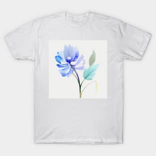 Blue Watercolor Flower T-Shirt